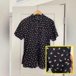 🌹 F21 Black EUC L Floral Button Up Top